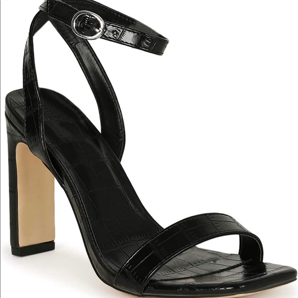 Faux Leather Crisscross Block Heels